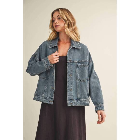 MUSTARD SEED Jackets & Blazers - NEW MUSTARD SEED women's addi pleated denim jacket in blue